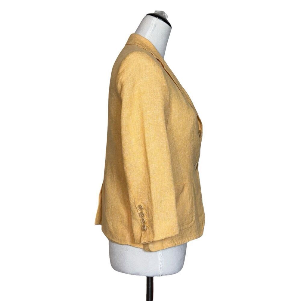 Talbots Linen Cotton Blazer 4P Petite Orange Y2K Academia Preppy Corporate Work - Picture 5 of 9
